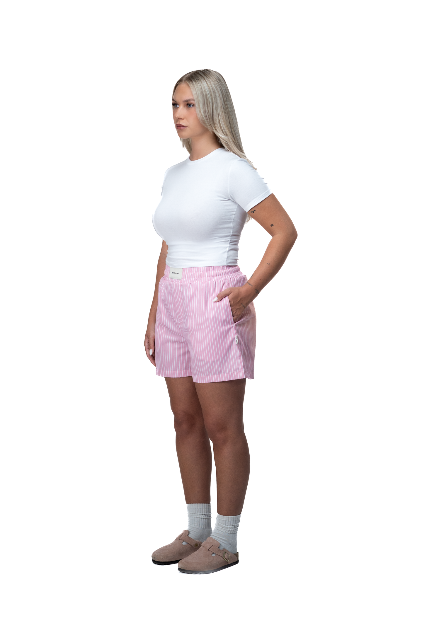 Striped Shorts - Blush Pink