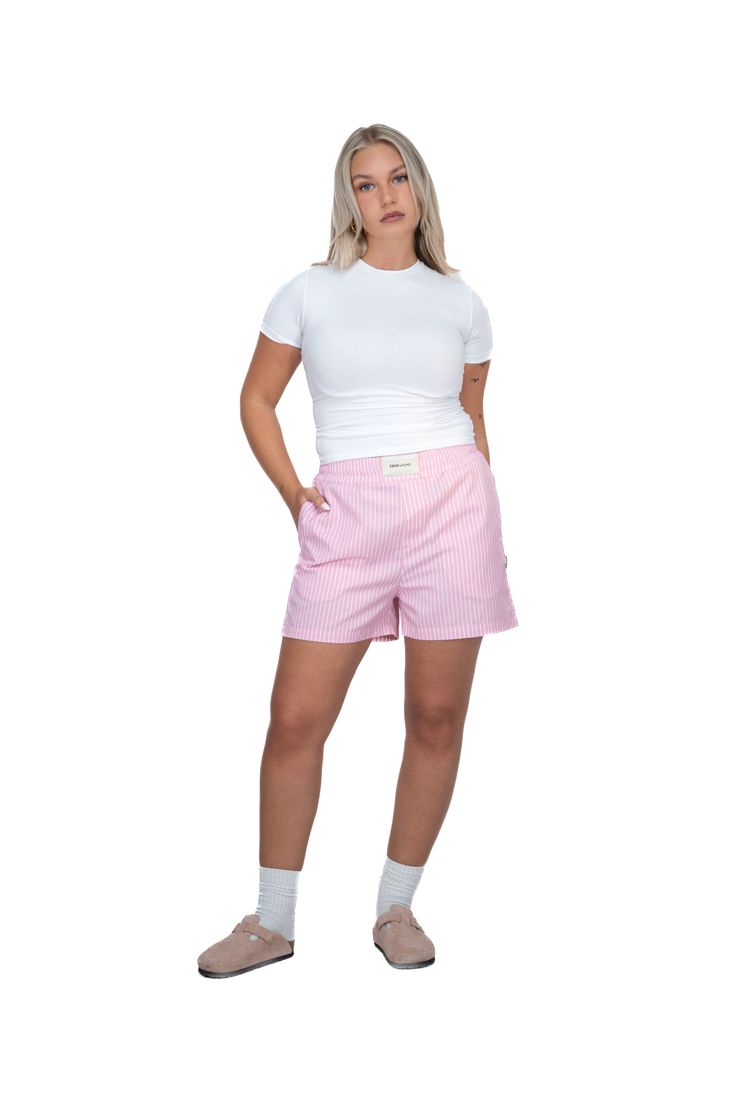 Striped Shorts - Blush Pink